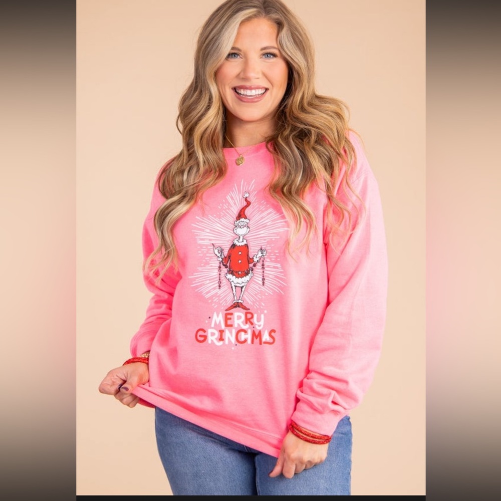 Pink Grinchmas sweatshirt for Christmas